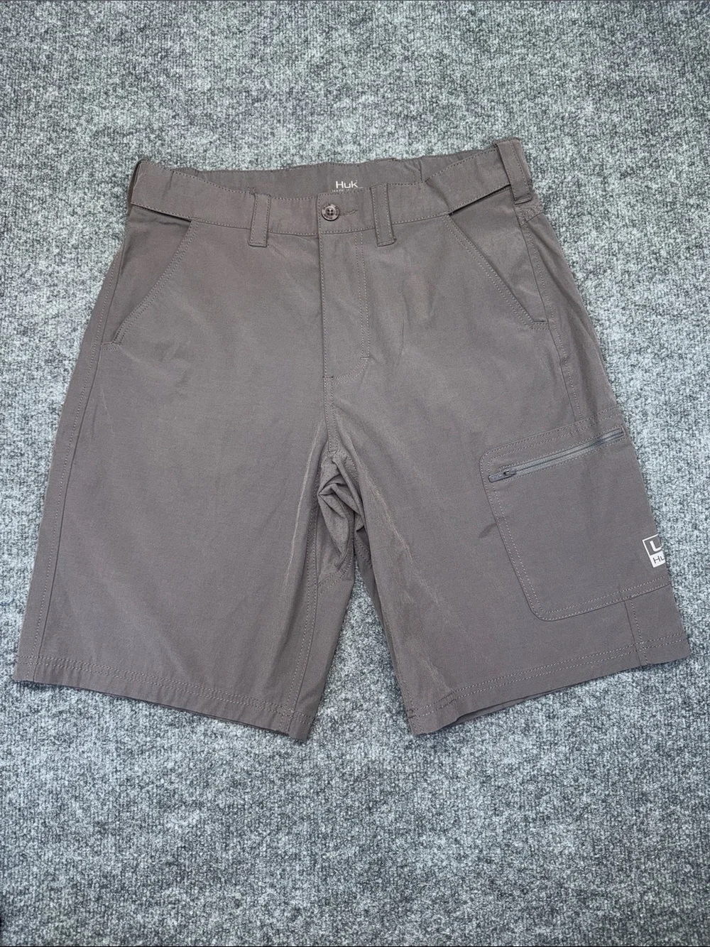 Huk Men's Brown Cargo Shorts with Zip Pocket